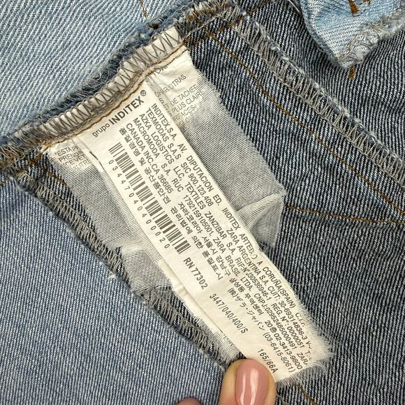 ZARA Woman Patchwork Denim Mini Skirt 100% Cotton A-Line Small - Picture 6 of 9